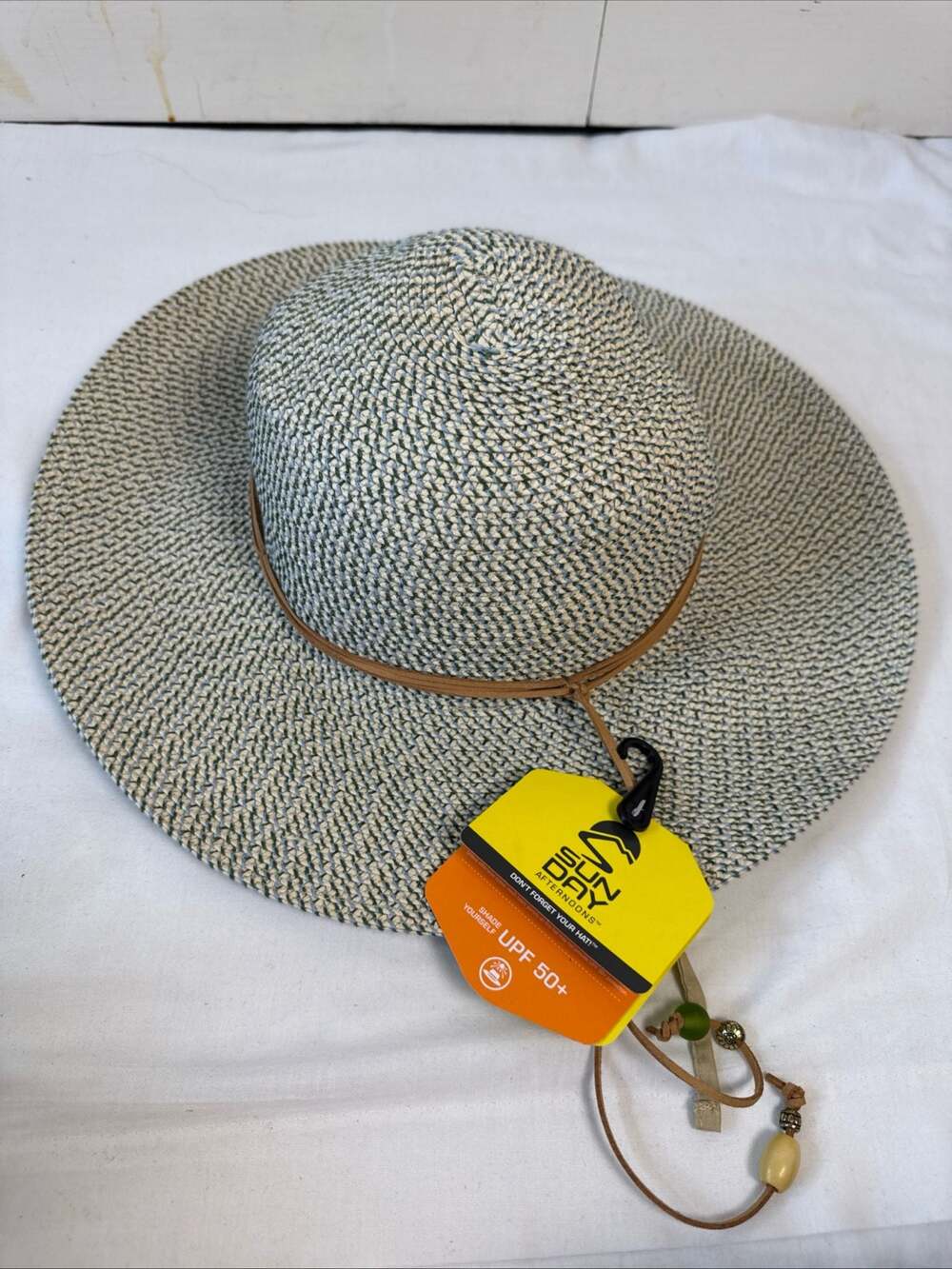 Sunday Afternoons UPF 50+ Wide Brim Sun Hat Blue Beige Outdoor Travel Beach M